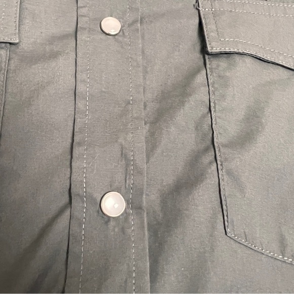 Gioberti men's casual western short sleeve shirt grey pearl snaps Large - Picture 5 of 9